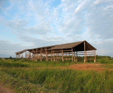 Shed for drying hay. Kirov region of Russia clipart