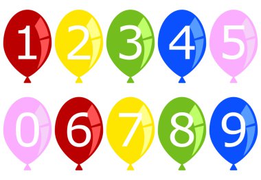 Set of Numbered Birthday Balloons clipart