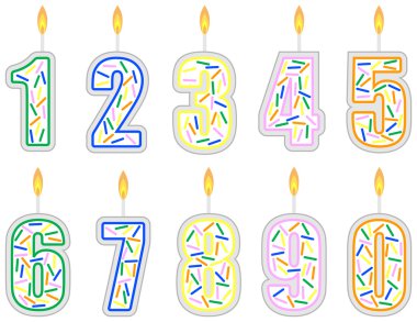 Set of Numbered Birthday Candles clipart