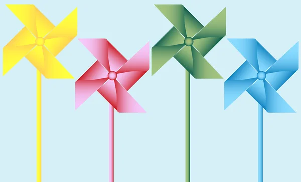 Set van 4 origami pinwheels — Stockvector