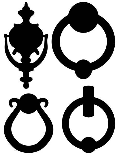 stock vector Set of Door Knocker Silhouettes