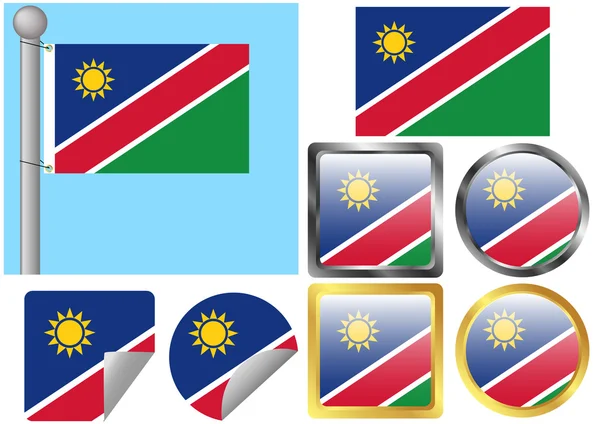 Juego de banderas Namibia — Vector de stock