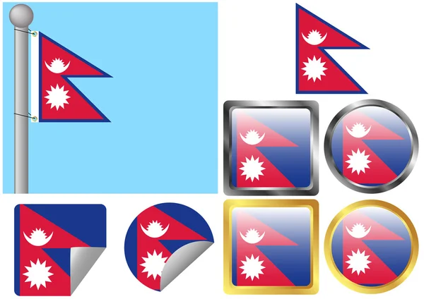 Flag Set Nepal — Stock Vector