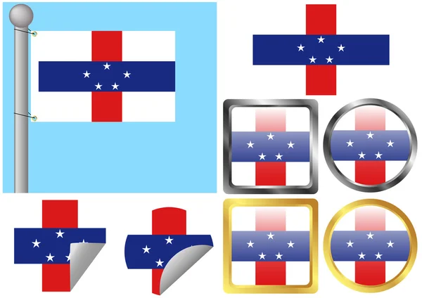 Conjunto de Bandeiras Antilhas Holandesas — Vetor de Stock