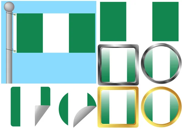 Flaggensatz Nigeria — Stockvektor