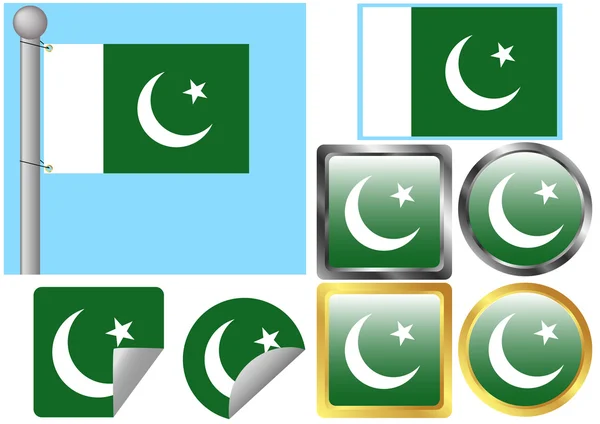 Bandeira Set Paquistão — Vetor de Stock
