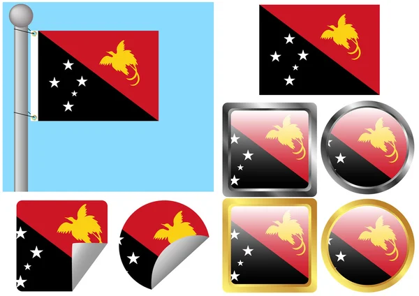Bandiera Set Papua Nuova Guinea — Vettoriale Stock