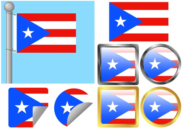 Příznak sada puerto rico — Stockový vektor