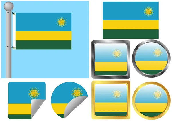 Flag Set Rwanda — Stock Vector