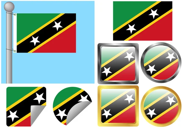 Flag Set Saint Kitts and Nevis — Stock Vector