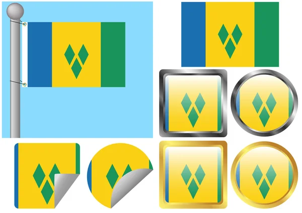 Vlaggenset Saint Vincent en de Grenadines — Stockvector