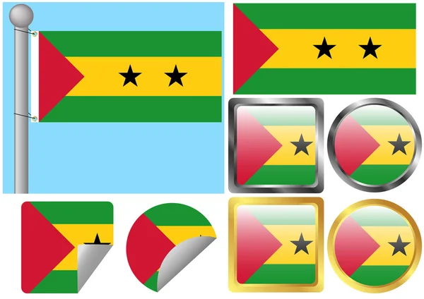 Flag Set Sao Tome and Principe — Stock Vector