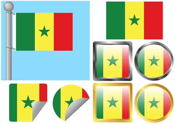 Flag Set Senegal — Stock Vector