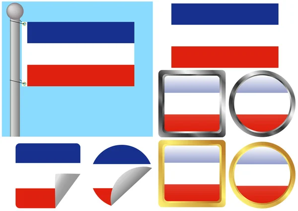Set de Banderas Serbia y Montenegro — Vector de stock