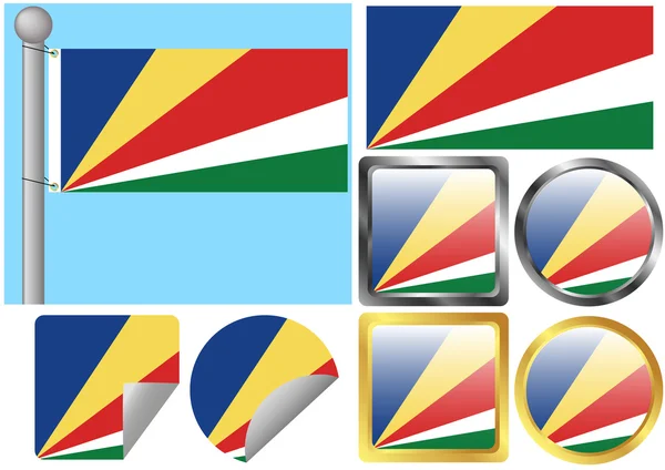 Jeu de drapeaux Seychelles — Image vectorielle