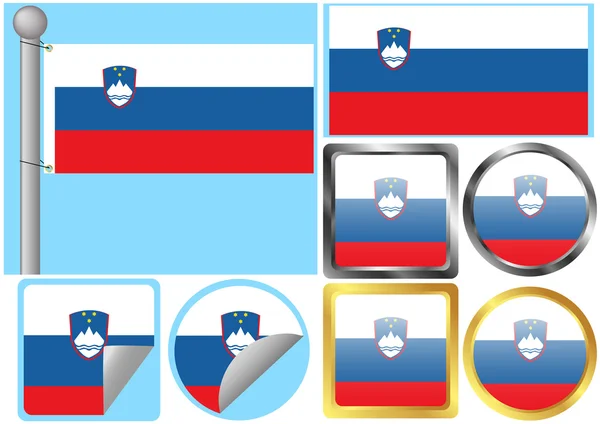Flaggensatz Slowenien — Stockvektor