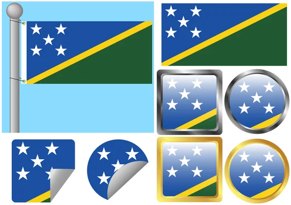 Bandeira Set Ilhas Salomão — Vetor de Stock