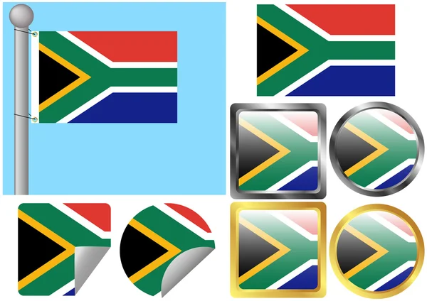 Bandiera Set Sudafrica — Vettoriale Stock