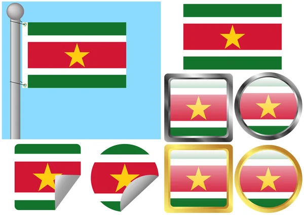 Flag Set Suriname — Stock Vector