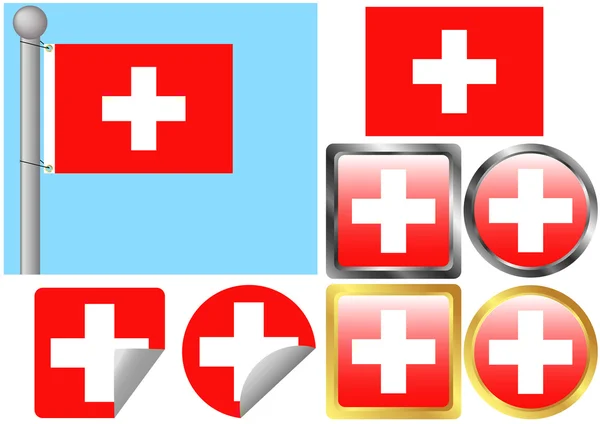 Set de Banderas Suiza — Archivo Imágenes Vectoriales
