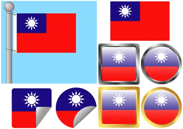 Set de bandera Taiwán — Vector de stock
