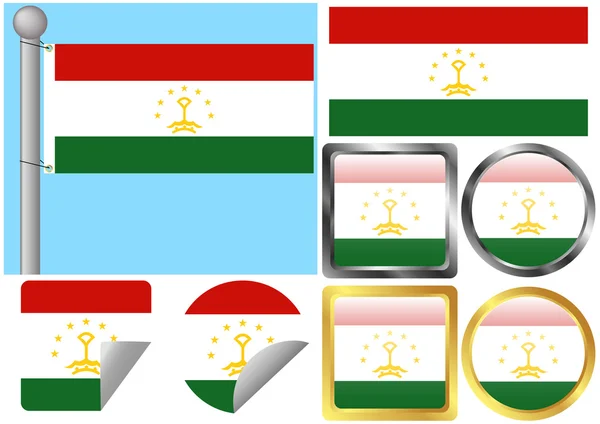 Flag Set Tajikistan — Stock Vector