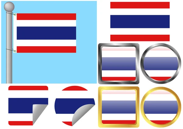 Flaggensatz Thailand — Stockvektor