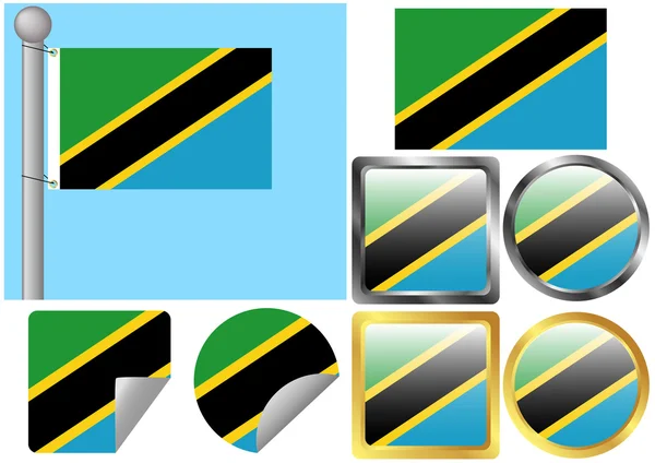 Flag Set Tanzania — Stock Vector