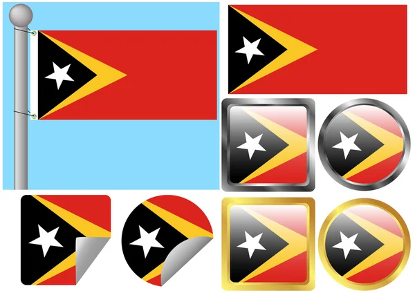 Flag Set Timor-Leste — Stock Vector