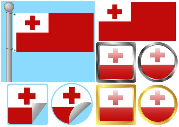 Bandiera Set Tonga — Vettoriale Stock