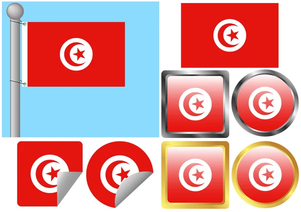 stock vector Flag Set Tunisia