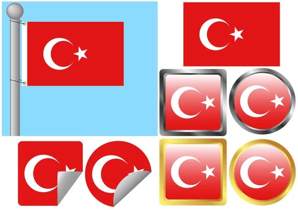 Türkiye bayrağı ayarlama — Stok Vektör