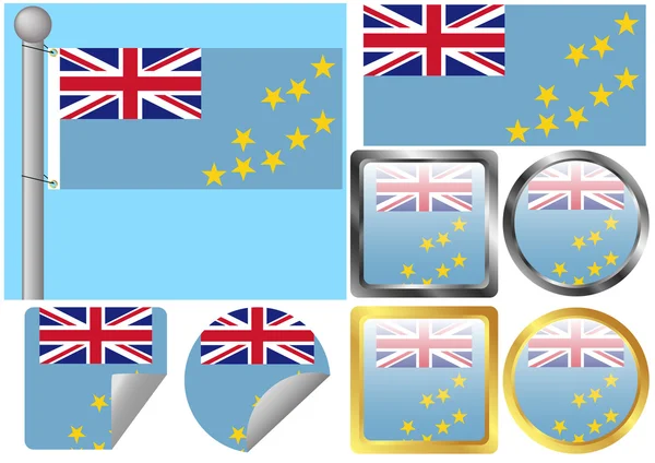 Ustawiona flaga tuvalu — Wektor stockowy