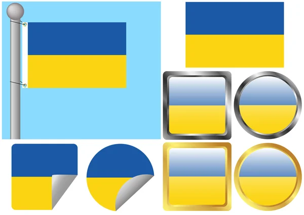Flag Set Ukraine — Stock Vector
