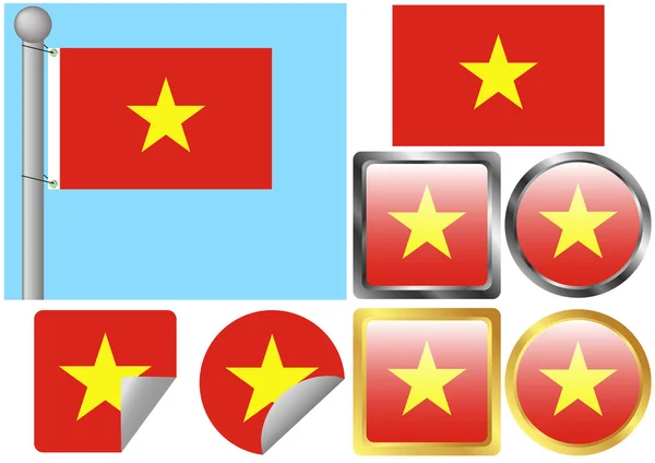 Bandeira Set Vietnam — Vetor de Stock