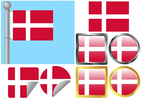 Flag Set Denmark — Stock Vector