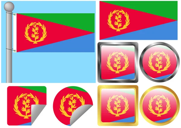 Bandeira Set Eritreia — Vetor de Stock