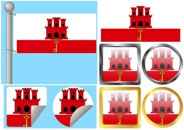 Jeu de drapeaux Gibraltar — Image vectorielle