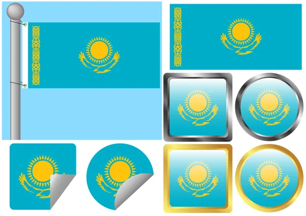 Flag Set Kazakhstan — Stock Vector
