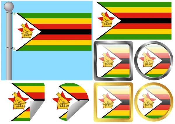 Bandeira Set Zimbabué — Vetor de Stock