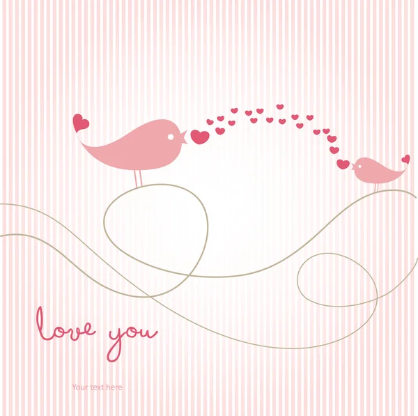 Love card with birds — Stock Vector
