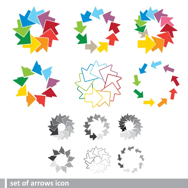 Conjunto de coloridas flechas icono — Archivo Imágenes Vectoriales