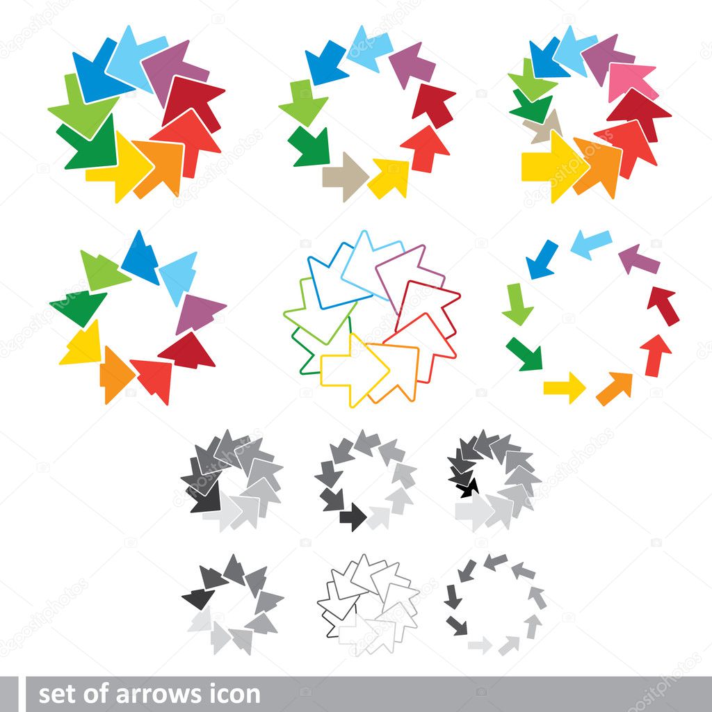 Set of colorful arrows icon