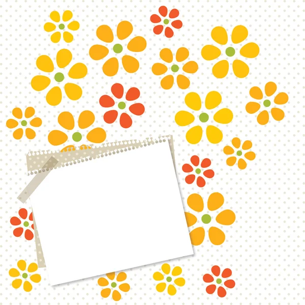 Tarjeta de flores con papel — Vector de stock