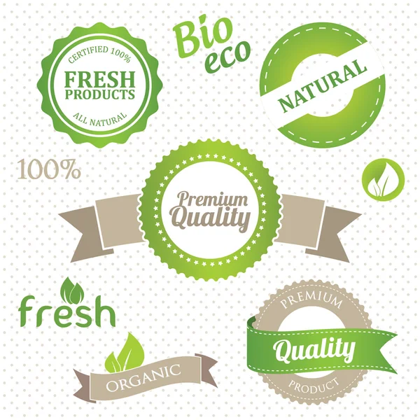 Set di elementi ecologici e organici Illustrazioni Stock Royalty Free