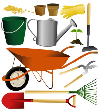 Set of garden tools clipart