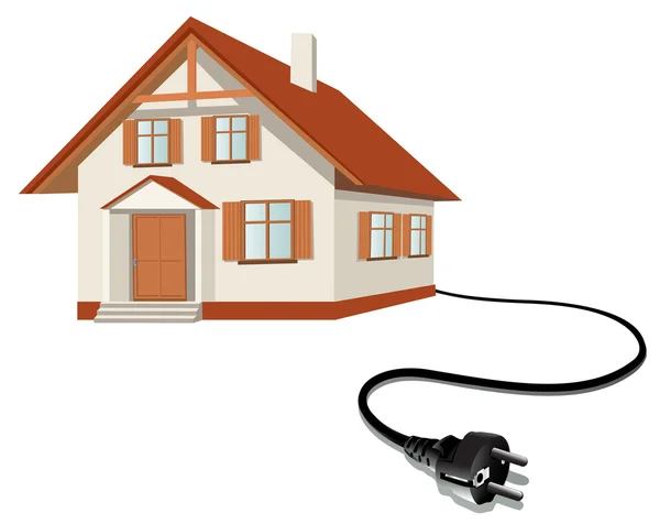 Casa con cable eléctrico — Vector de stock