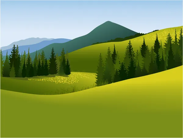 Paysage rural avec montagnes — Image vectorielle