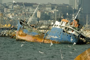 Wrecked ship in Istanbul clipart