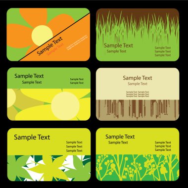 6 Colorful Eco Business Cards clipart